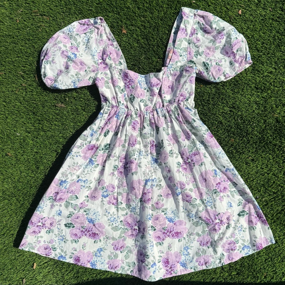 Show me your MUMU  Floral Puff-Sleeve Dress